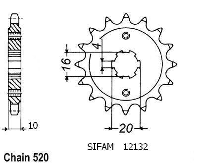 Pignon 12 Dents - Pas 520 - Similaire JTF720
