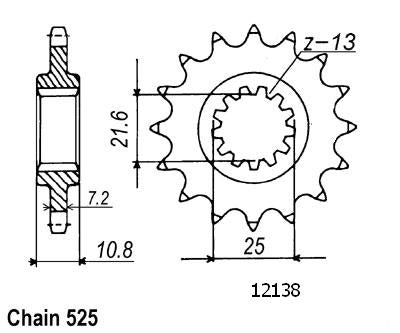 Pignon 16 Dents - Pas 525 - Similaire JTF1586