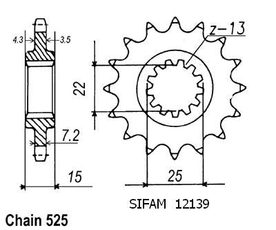 Pignon 14 Dents - Pas 525 - Similaire JTF1515