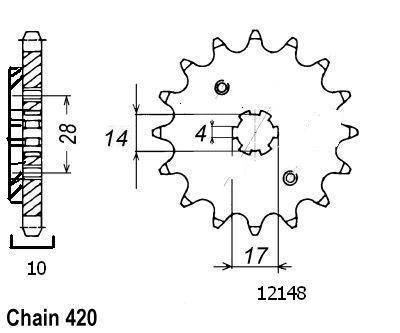 Pignon 12 Dents - Pas 420 - Similaire JTF4032