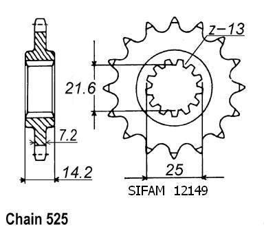 Pignon 15 Dents - Pas 525 - Similaire JTF1531