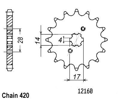 Pignon 13 Dents - Pas 420 - Similaire JTF1127