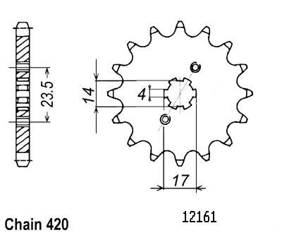 Pignon 12 Dents - Pas 420 - Similaire JTF1128