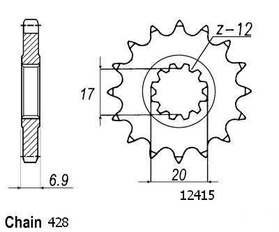 Pignon 13 Dents - Pas 428 - Similaire JTF2415