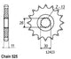 Pignon 16 Dents - Pas 525 - Similaire JTF1591