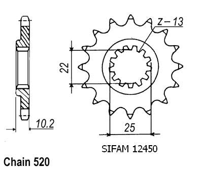 Pignon 12 Dents - Pas 520 - Similaire JTF1503