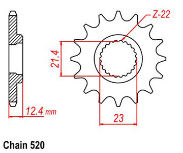 Pignon 15 Dents - Pas 520 - Similaire JTF1593