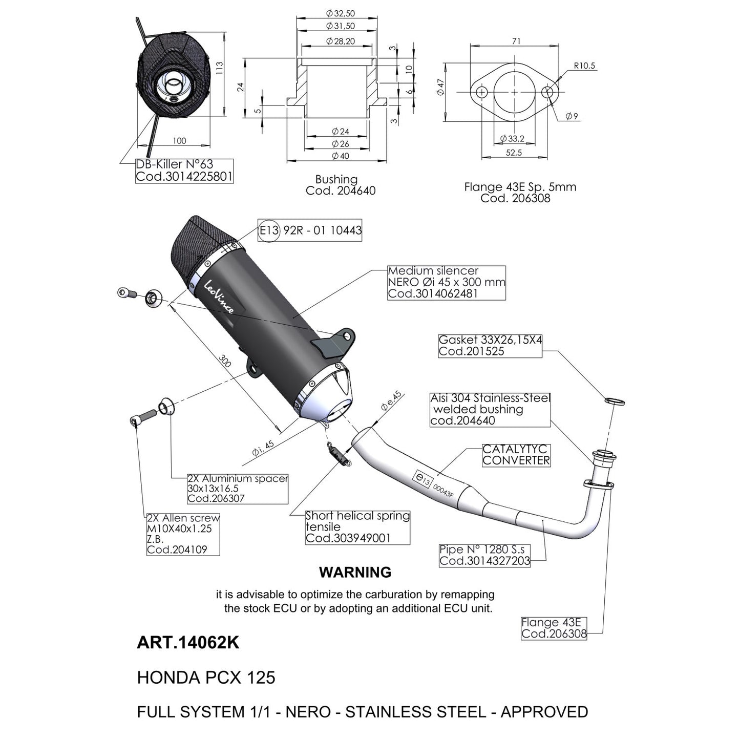 Ligne Complète  NERO PCX 125 - Homologué