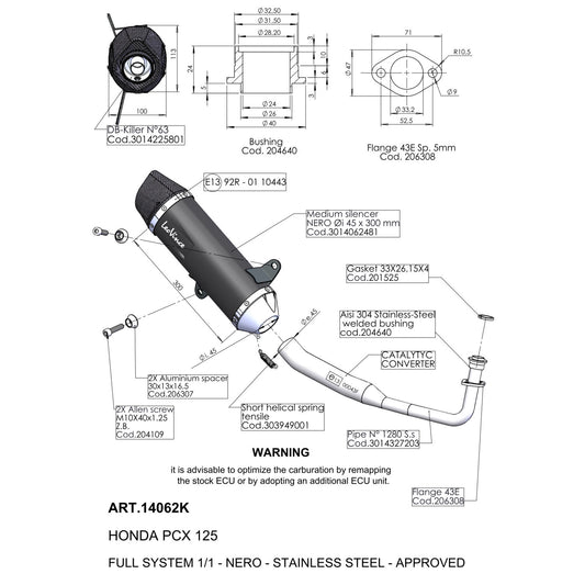 Ligne Complète  NERO PCX 125 - Homologué