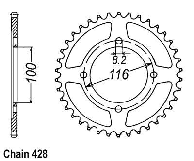 Couronne Acier 51 Dents - Pas 428 - Similaire JTR462