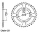 Couronne Acier 54 Dents - Pas 428 - Similaire JTR462