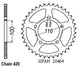 Couronne Acier 49 Dents - Pas 420 - Similaire JTR464