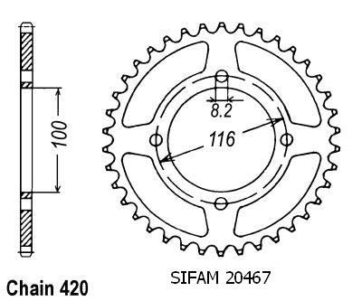 Couronne Alu. 55 Dents - Pas 420 - Similaire JTA461