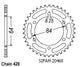 Couronne Acier 50 Dents - Pas 428 - Similaire JTR809