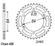 Couronne Acier 53 Dents - Pas 428 - Similaire JTR809