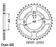 Couronne Acier 48 Dents - Pas 420 - Similaire JTR832