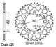 Couronne Acier 45 Dents - Pas 428 - Similaire JTR1842