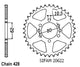 Couronne Acier 50 Dents - Pas 428 - Similaire JTR843