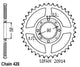 Couronne Acier 36 Dents - Pas 428 - Similaire JTR269