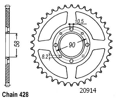 Couronne Acier 47 Dents - Pas 428 - Similaire JTR269