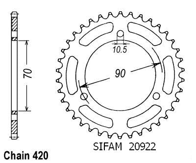 Couronne Acier 43 Dents - Pas 420 - Similaire JTR239