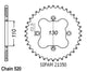 Couronne Acier 38 Dents - Pas 520 - Similaire JTR1350