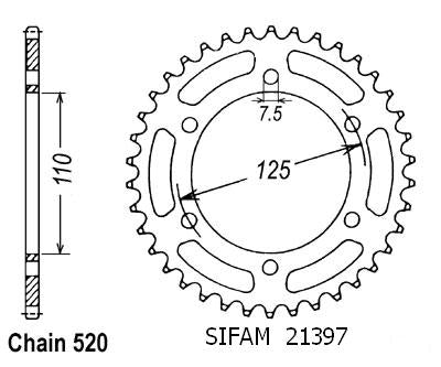 Couronne Acier 41 Dents - Pas 520 - Similaire JTR1397