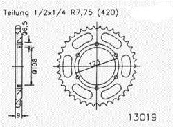Couronne Acier 52 Dents - Pas 420 - Similaire JTR2067