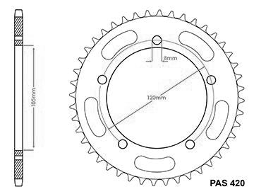 Couronne Acier 44 Dents - Pas 420 - Similaire JTR2068