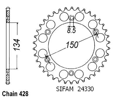 Couronne Acier 48 Dents - Pas 428 - Similaire JTR459
