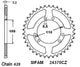 Couronne Acier 52 Dents - Pas 428 - Similaire JTR4026