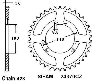 Couronne Acier 54 Dents - Pas 428 - Similaire JTR4026