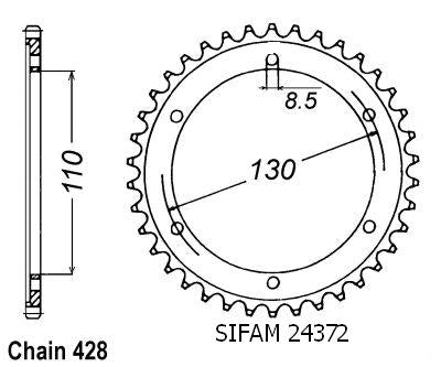 Couronne Acier 46 Dents - Pas 428 - Similaire JTR1870