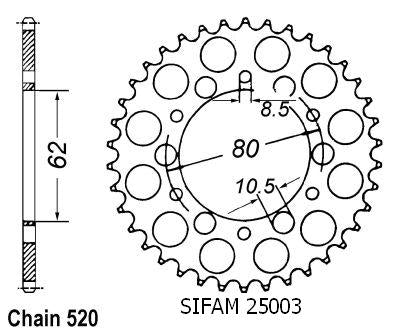 Couronne Acier 45 Dents - Pas 520 - Similaire JTR845