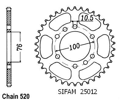 Couronne Acier 37 Dents - Pas 520 - Similaire JTR1825