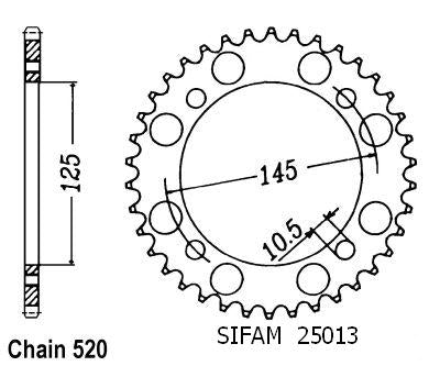 Couronne Acier 38 Dents - Pas 520 - Similaire JTR857