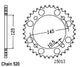 Couronne Acier 47 Dents - Pas 520 - Similaire JTR857