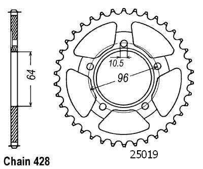 Couronne Acier 53 Dents - Pas 428 - Similaire JTR242