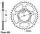 Couronne Acier 53 Dents - Pas 428 - Similaire JTR242