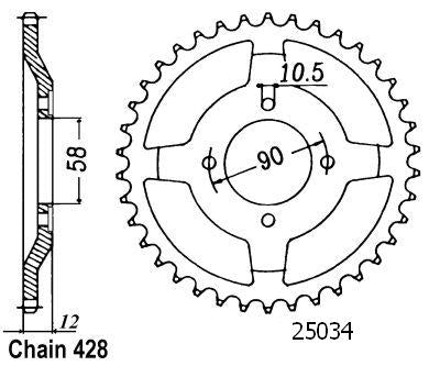 Couronne Acier 50 Dents - Pas 428 - Similaire JTR271