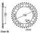 Couronne Acier 43 Dents - Pas 530 - Similaire JTR859