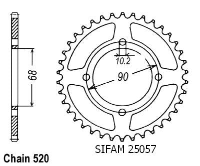Couronne Acier 42 Dents - Pas 520 - Similaire JTR243