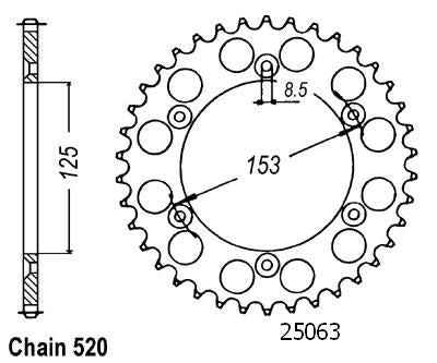 Couronne Acier 50 Dents - Pas 520 - Similaire JTR210