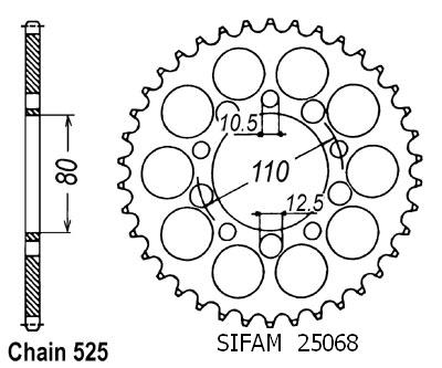Couronne Acier 40 Dents - Pas 525 - Similaire JTR1332