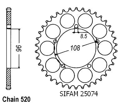 Couronne Acier 41 Dents - Pas 520 - Similaire JTR16