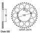 Couronne Acier 41 Dents - Pas 520 - Similaire JTR16
