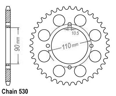 Couronne Acier 38 Dents - Pas 530 - Similaire JTR840