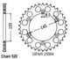 Couronne Acier 42 Dents - Pas 520 - Similaire JTR698
