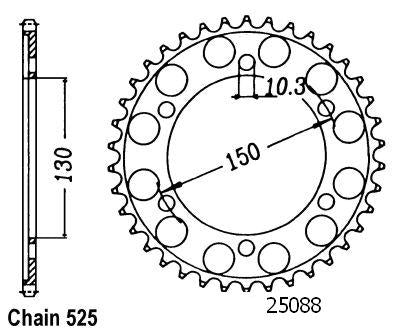 Couronne Acier 49 Dents - Pas 525 - Similaire JTR300