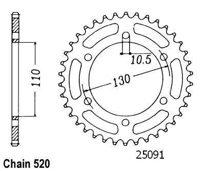 Couronne Acier 41 Dents - Pas 520 - Similaire JTR486